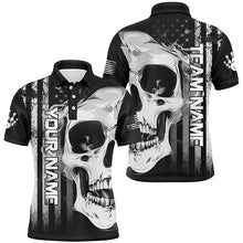 Load image into Gallery viewer, Personalized skull bowling shirt for Men custom teams name American flag bowler jerseys NQS8330