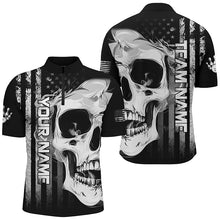 Load image into Gallery viewer, Personalized skull bowling shirt for Men custom teams name American flag bowler jerseys NQS8330