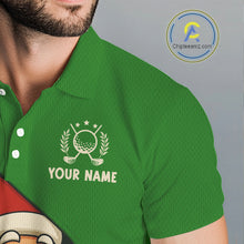 Load image into Gallery viewer, Green Christmas Funny Santa Golf Polo Shirts For Men Custom Xmas Mens Golf Attire, Christmas gifts NQS10927