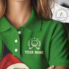 Load image into Gallery viewer, Green Christmas Funny Santa Golf Polo Shirt For Women Custom Xmas Ladies Golf Attire, Christmas gifts NQS10927