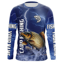Load image into Gallery viewer, Carp Fishing blue lightning jerseys custom performance Long Sleeve tournament fishing shirts NQS9235