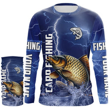 Load image into Gallery viewer, Carp Fishing blue lightning jerseys custom performance Long Sleeve tournament fishing shirts NQS9235