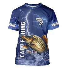 Load image into Gallery viewer, Carp Fishing blue lightning jerseys custom performance Long Sleeve tournament fishing shirts NQS9235