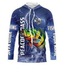 Load image into Gallery viewer, Peacock Bass Fishing blue lightning jerseys custom performance Long Sleeve tournament fishing shirts NQS9237
