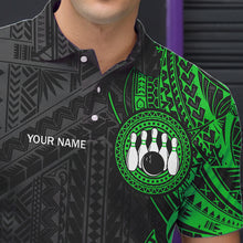 Load image into Gallery viewer, Black and Green Tribal pattern Mens Bowling Shirts Custom Bowling outfit men Team bowling league jersey NQS9739
