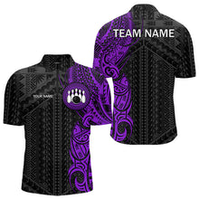Load image into Gallery viewer, Black and Purple Tribal pattern Men Bowling Shirt Custom Bowling outfit men Team bowling league jersey NQS9740