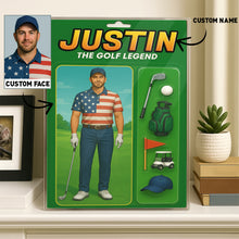 Load image into Gallery viewer, Toy box Golf Acrylic Plaque Custom Name and Face, American Flag Gift for Golfer - NQS10109