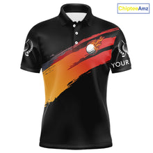 Load image into Gallery viewer, Black and Orange gradient flame golf ball Men golf polo shirts custom mens golf clothes, golfer gifts NQS10168
