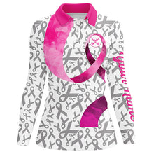 Load image into Gallery viewer, Pink ribbon pattern Womens golf polo shirt custom breast cancer golf shirts, golf outfits female NQS8107