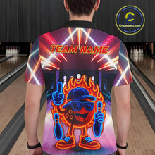 Load image into Gallery viewer, Funny Flame Neon Bowling Ball Mens Bowling Polo, Quarter Zip Shirts Custom Bowling Team jersey NQS10306