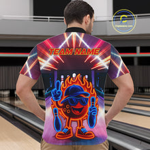 Load image into Gallery viewer, Funny Flame Neon Bowling Ball Mens Bowling Polo, Quarter Zip Shirts Custom Bowling Team jersey NQS10306