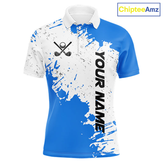 Blue and White matching golf polo shirts for couples Custom team golf outfit, couple golf attire NQS11316