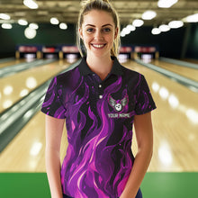 Load image into Gallery viewer, Women bowling Polo, Quarter Zip shirts Custom Pink Flame Bowling Team Jersey, gift for team Bowlers NQS9603