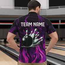 Load image into Gallery viewer, Men bowling Polo, Quarter Zip shirts Custom Pink Flame Bowling Team Jersey, gift for team Bowlers NQS9603