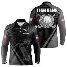 Load image into Gallery viewer, Golf Polo Shirts For Men Custom Team Name golf tops for mens, unique golf gifts | Black NQS9748
