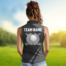 Load image into Gallery viewer, Womens golf shirts sleeveless Custom Team Name golf tops for ladies, unique golf gifts | Black NQS9748