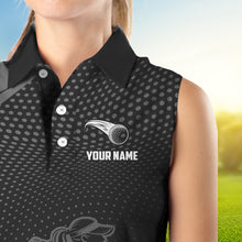 Load image into Gallery viewer, Womens golf shirts sleeveless Custom Team Name golf tops for ladies, unique golf gifts | Black NQS9748