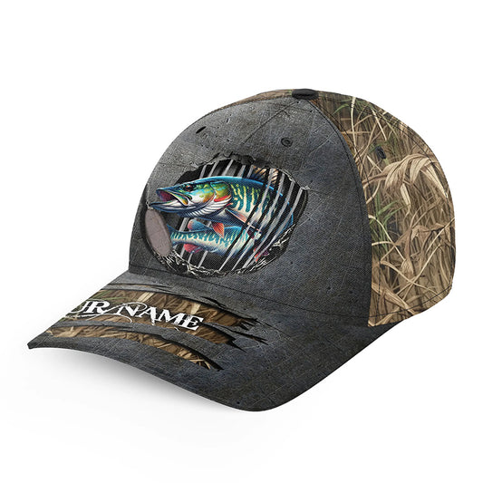 Musky fishing camo Custom fishing hat Unisex Fishing Baseball Angler Muskellunge cap NQS3247