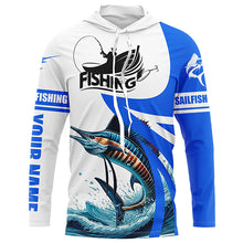 Load image into Gallery viewer, Sailfish fishing Custom sun protection long sleeve fishing shirts, Sailfish fishing jerseys | Blue NQS5321