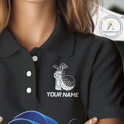 Funny American Flag Golf ball Womens golf polo shirts custom golf and beer golf apparel for ladies NQS10009