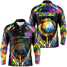 Load image into Gallery viewer, Black Mens golf polo shirts custom colorful lightning team golf jerseys, golf attire for men NQS7906