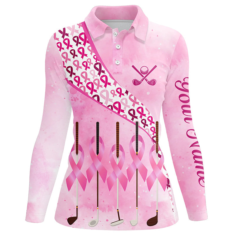 Pink ribbon golf clubs Womens golf polo shirt custom breast cancer golf shirts for ladies golf outfits NQS8116