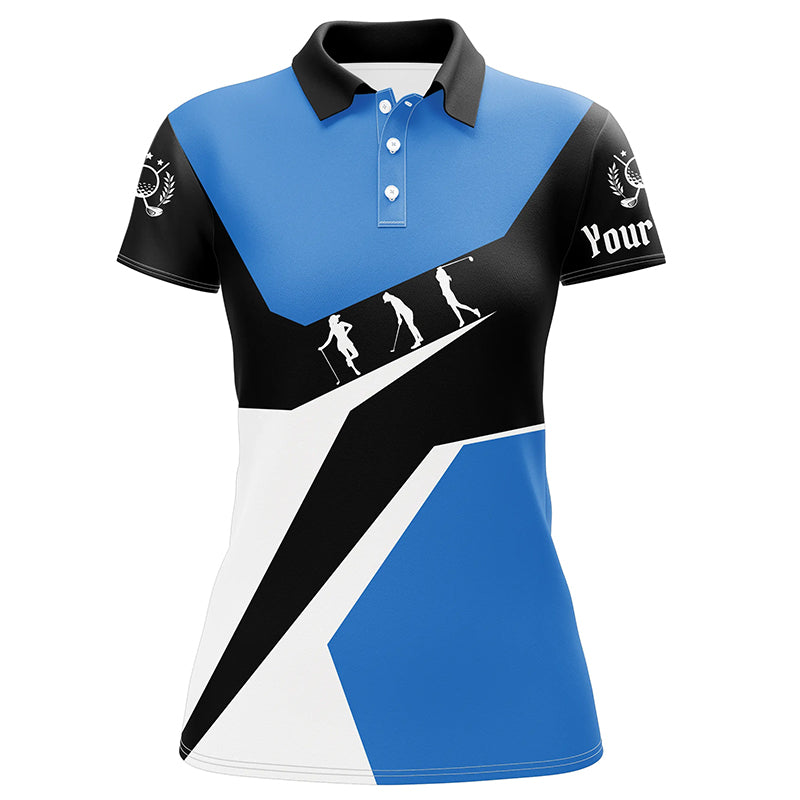 Blue, white and black Women golf polo shirt custom golf sport team polo shirts, ladie golf tops NQS6209