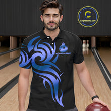 Load image into Gallery viewer, Black and Blue crown Bowling ball Polo, Quarter Zip Shirts for Men Custom Bowling Team jerseys NQS10730