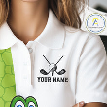Load image into Gallery viewer, Green &amp; White Funny Alligator Golf Polo Shirt For Women Custom ladies&#39;s golf apparel funny golf gifts NQS10738