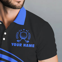 Load image into Gallery viewer, Personalized polo golf shirts for men custom black and blue mens golf shirts team golf jersey NQS9430