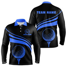 Load image into Gallery viewer, Personalized polo golf shirts for men custom black and blue mens golf shirts team golf jersey NQS9430