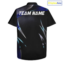 Load image into Gallery viewer, Black and blue Bowling Hawaiian Shirt Custom Team bowling button up shirts with flames NQS11531