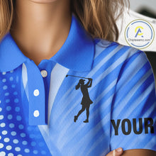 Load image into Gallery viewer, Blue Womens golf polo shirts custom team golf tops for ladies, personalized golf gifts NQS11533