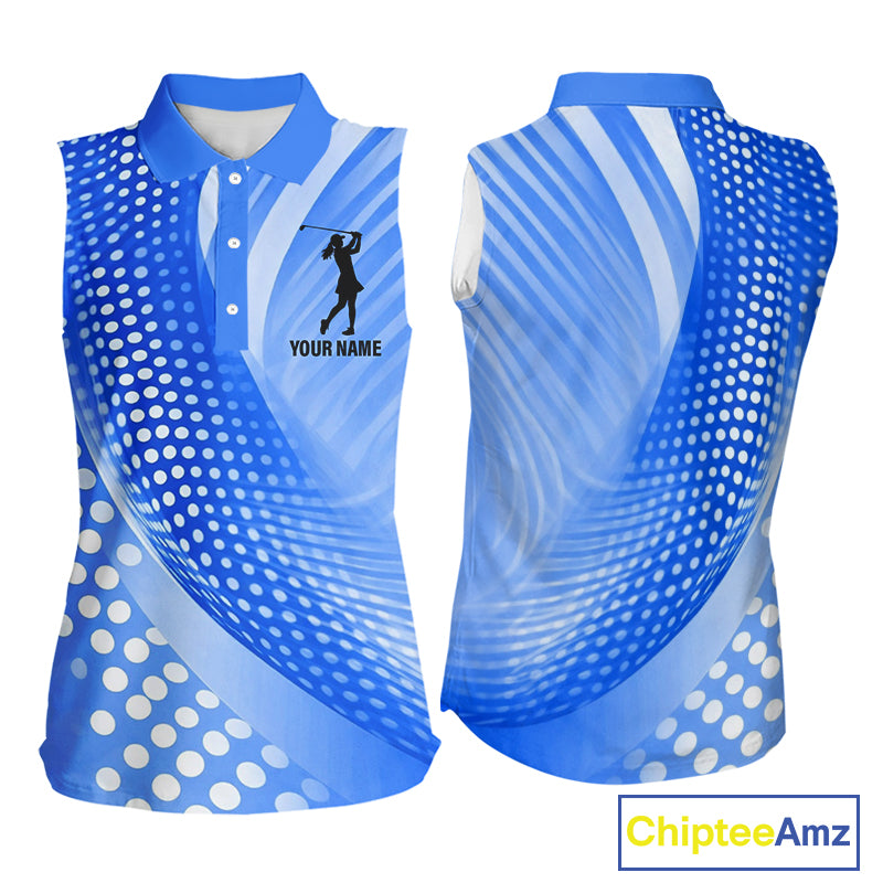 Blue Womens sleeveless shirts custom team golf tops for ladies, personalized golf gifts NQS11533