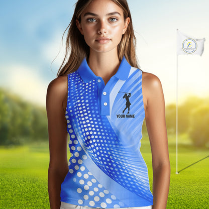 Blue Womens sleeveless shirts custom team golf tops for ladies, personalized golf gifts NQS11533