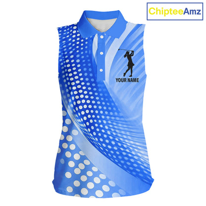 Blue Womens sleeveless shirts custom team golf tops for ladies, personalized golf gifts NQS11533