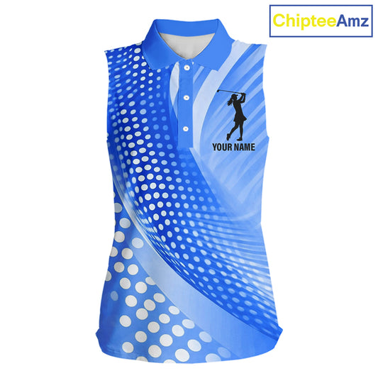 Blue Womens sleeveless shirts custom team golf tops for ladies, personalized golf gifts NQS11533