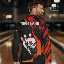 Load image into Gallery viewer, Black and Red Skull Bowling Shirts for Men Custom Team bowling jersey, gift for bowlers NQS10014