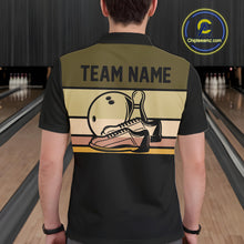 Load image into Gallery viewer, Black and Retro Bowling Polo, Quarter Zip Shirts for Men Custom Team Bowling League Jerseys NQS10745