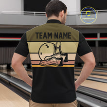 Load image into Gallery viewer, Black and Retro Bowling Polo, Quarter Zip Shirts for Men Custom Team Bowling League Jerseys NQS10745