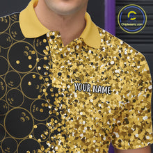 Load image into Gallery viewer, Black Camo and Gold glitter Bowling Shirts For Men Custom bowling jersey gift for bowlers NQS10938