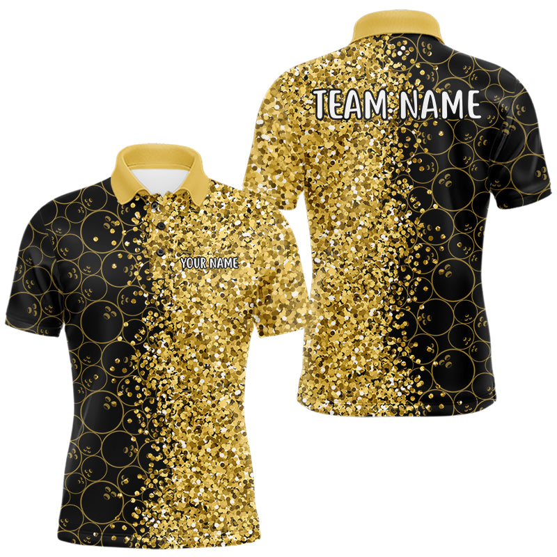 Black Camo and Gold glitter Bowling Shirts For Men Custom bowling jersey gift for bowlers NQS10938