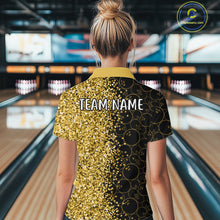 Load image into Gallery viewer, Black Camo and Gold glitter Bowling Shirts For Women Custom bowling jersey gift for bowlers NQS10938