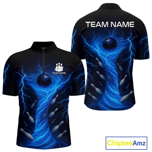 Blue Lightning Thunder tornado Bowling Shirts for Men Custom Team bowling jerseys NQS11129