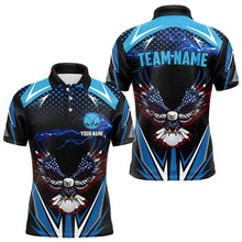 Load image into Gallery viewer, Mens golf polo shirts custom Blue lightning American Flag Eagle team golf jersey, golf attire for men NQS9265