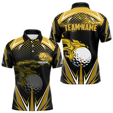 Load image into Gallery viewer, Mens golf polo shirts custom Yellow Lightning Golf ball fire team golf jersey, mens golf attire NQS9266