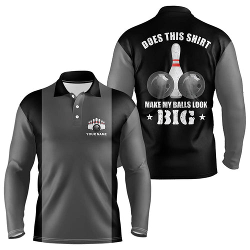 Funny Bowling shirts for Men Custom vintage grey and black Does this shirt make my balls look big NQS9267