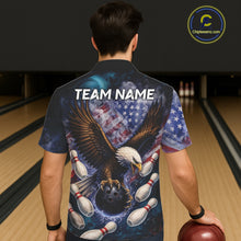 Load image into Gallery viewer, Smoke American Flag Eagle Bowling Hawaiian shirt Custom patriotic Eagle bowling uniforms Team Jersey NQS11540