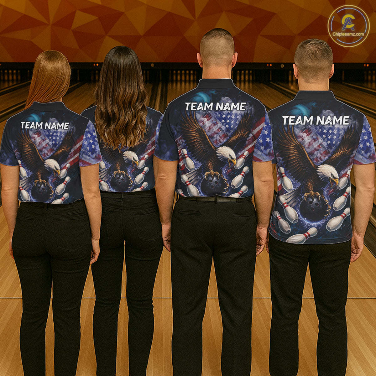 Smoke American Flag Eagle Bowling shirt For Women Custom patriotic Eagle bowling uniforms Team Jersey NQS11540