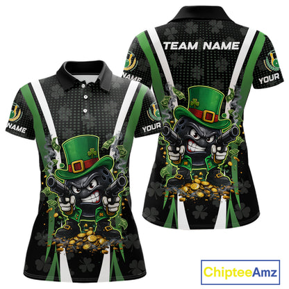 Funny St Patrick cowboy gunner Bowling Polo, 1/4 zip shirts For Women Custom Team Bowling Jerseys NQS11543